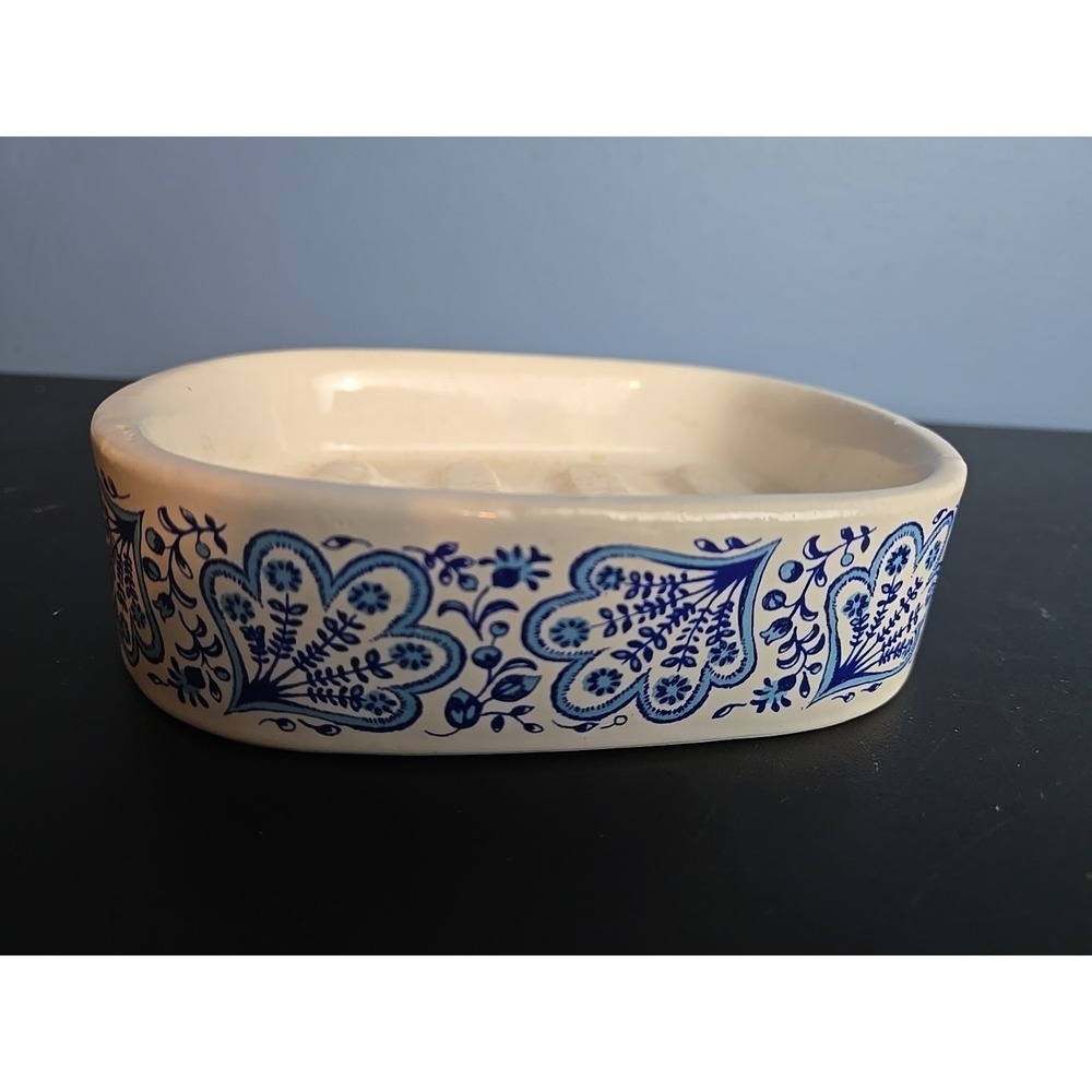 Blue White Ceramic Jontue‎ Soap Holder Vintage Rare